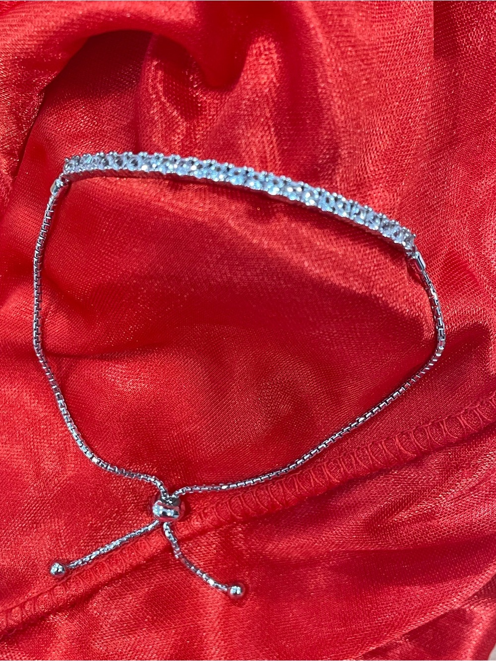 Sterling Silver Lab Created White Sapphire adjustable Bolo  Bracelet Stamped 925